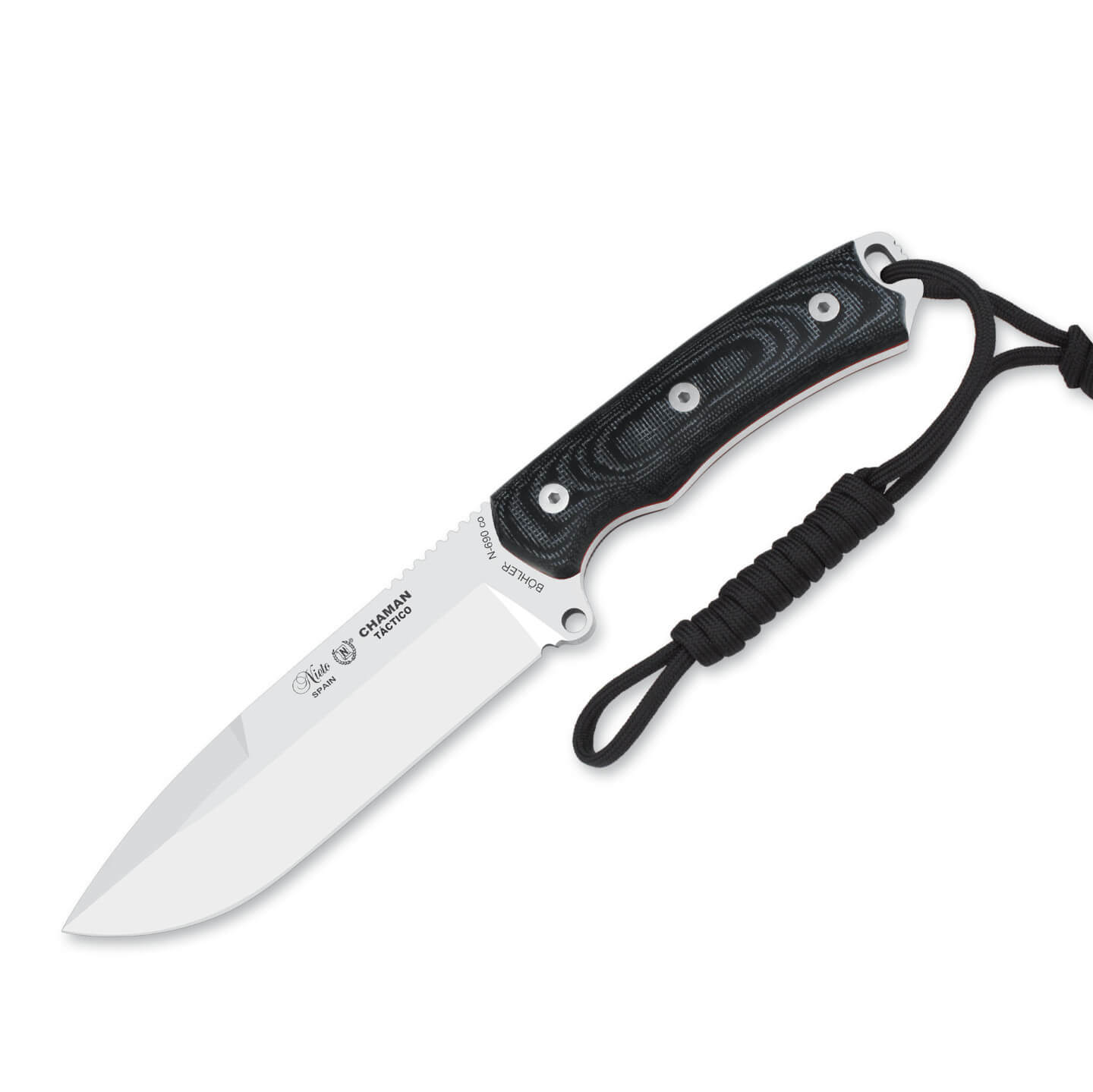 Cuchillo Nieto Chamán Táctico Kit con mango de micarta negra y ho...