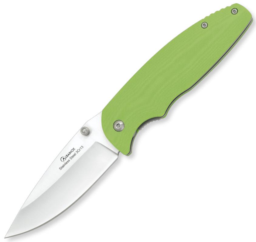 Albainox penknife with green G10 scales and 8.5 cm long and 3.18 ...