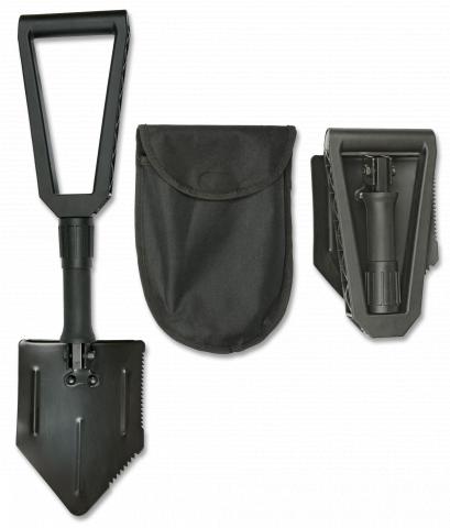 Pala de supervivencia plegable negra con mango de fibra