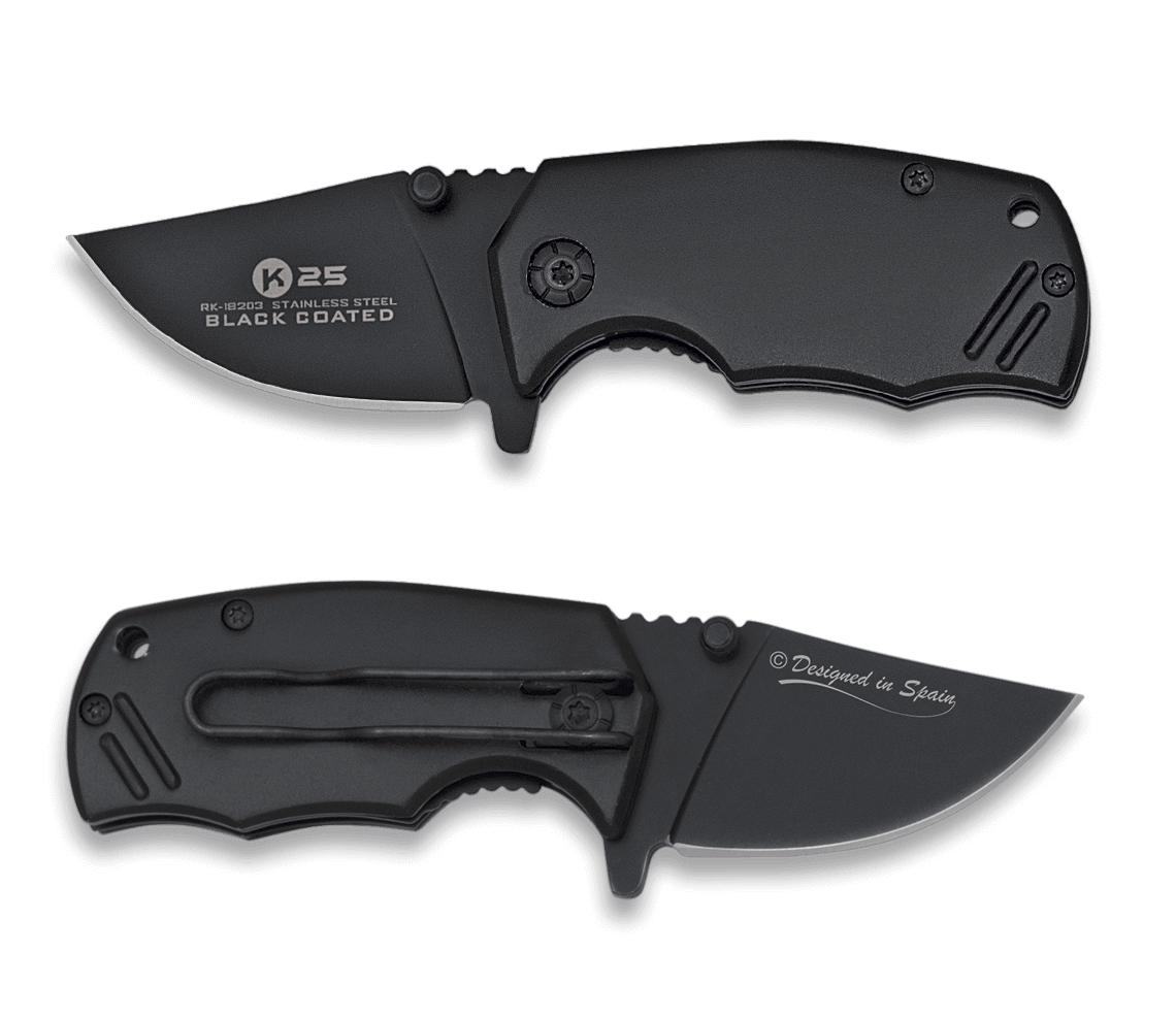 Navaja táctica K25 MINI I con clip y hoja recubierta de negro de ...