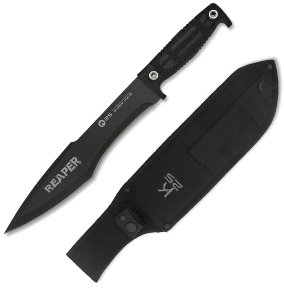 Cuchillo K25 REAPER con mango de goma, hoja de 4,3 mm de grosor y...