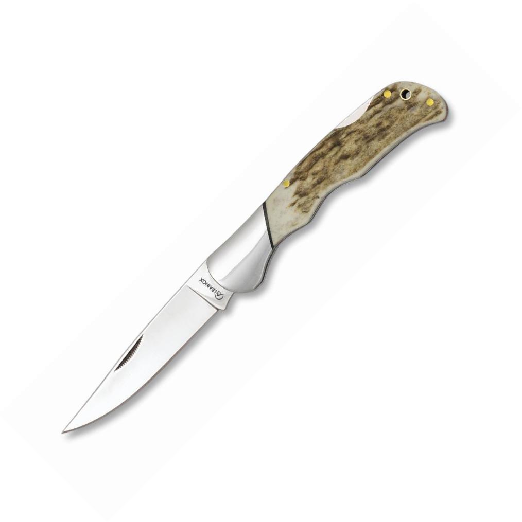 ALBAINOX pocket knife with deer antler handle, 7.8 cm stainless s...