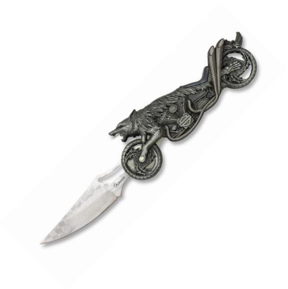 Navaja moto con lobo de Albainox hoja de 8,5 cm