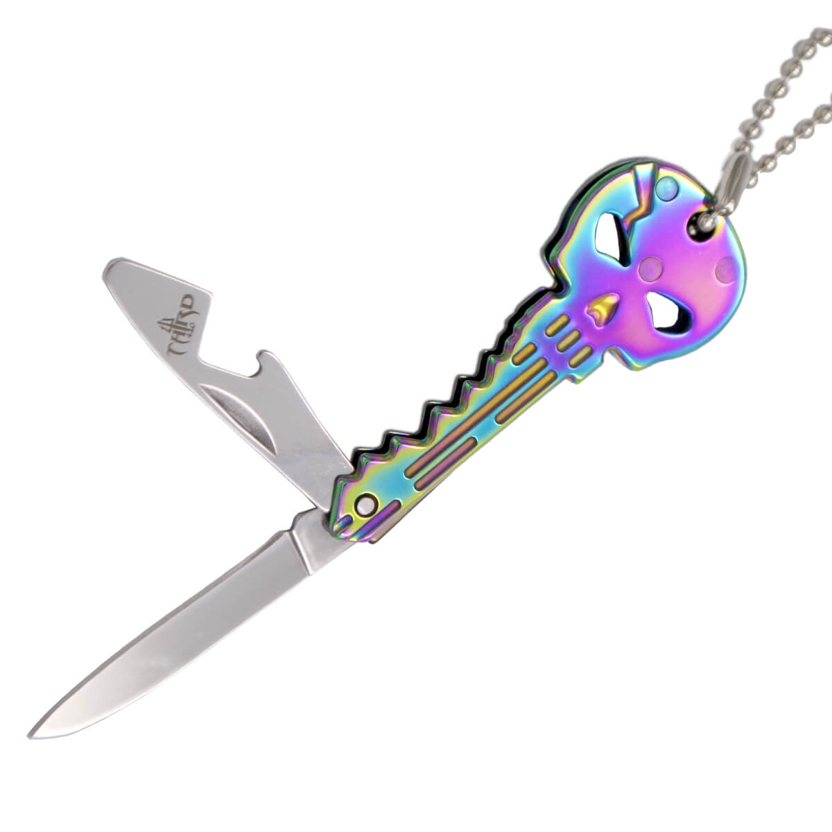 Coltello portachiavi teschio in acciaio inossidabile multicolore ...