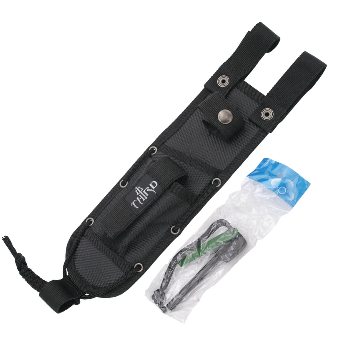 Cuchillo táctico con pedernal mango de ABS y hoja de 20 cm Third