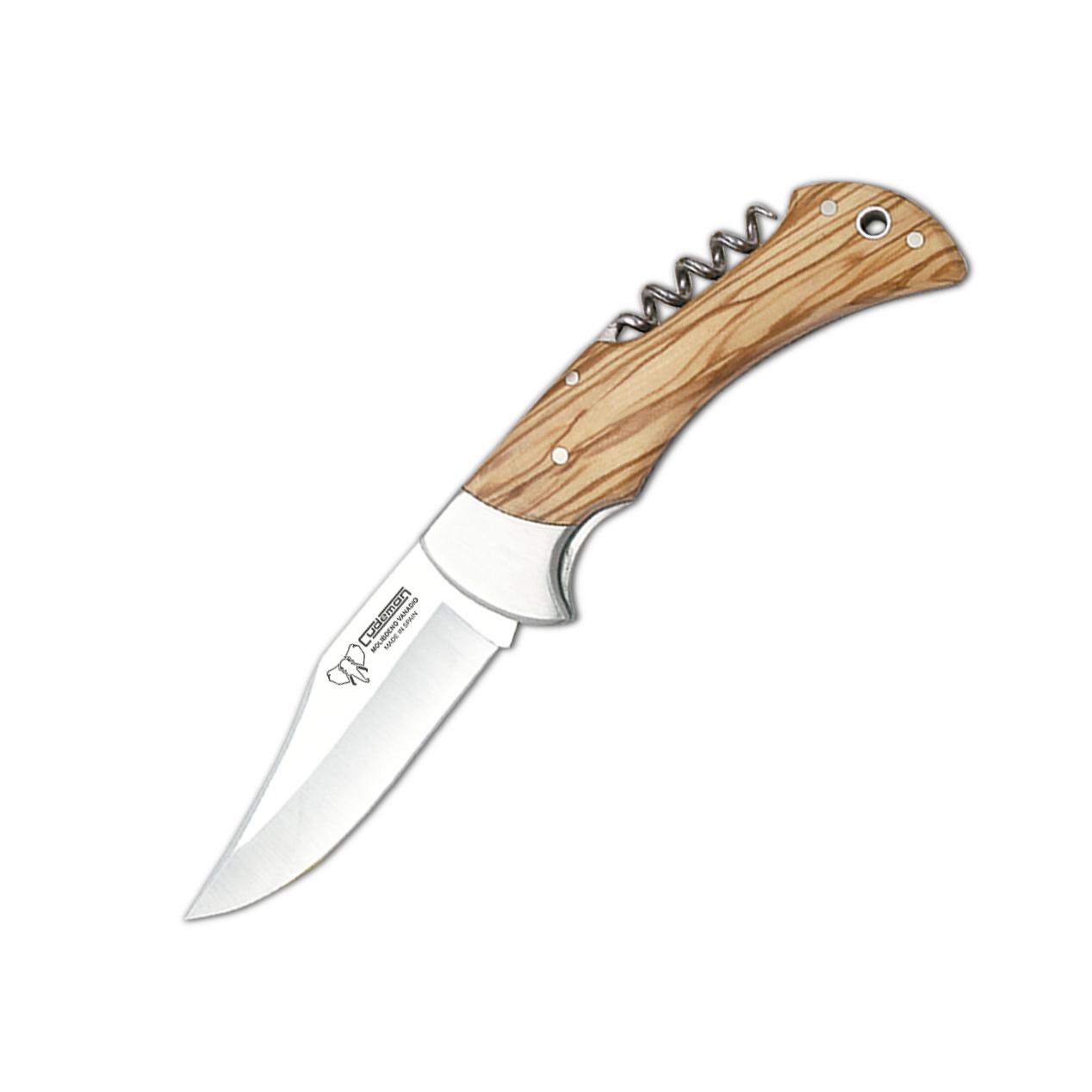 Navaja de caza con virola Cudeman. Hoja de 9 cm. Mango en madera ...