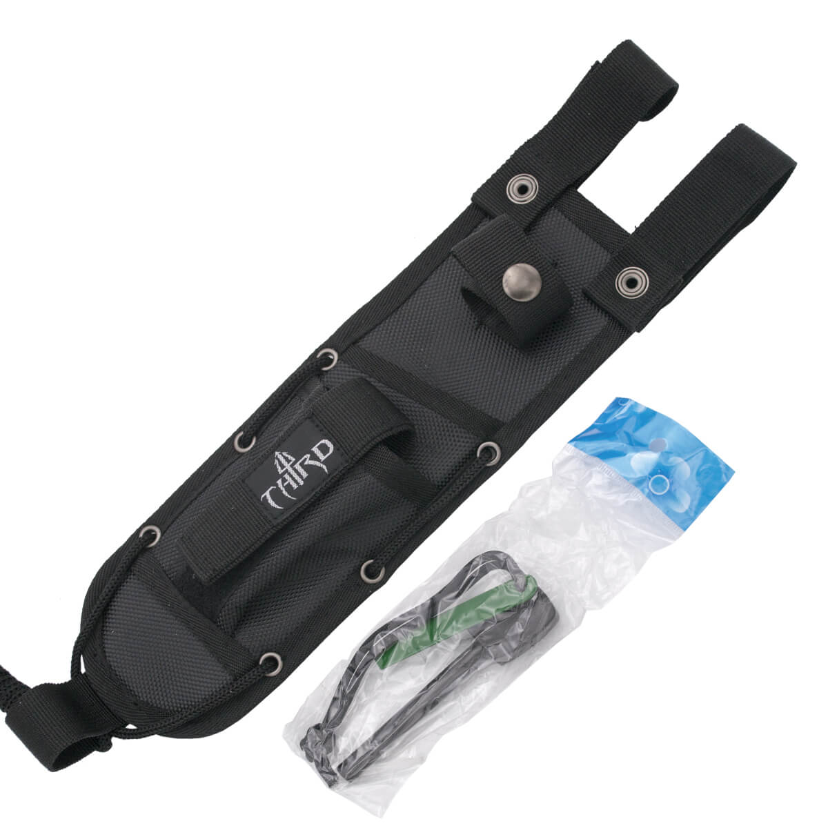 Cuchillo táctico con hoja dorada de 15 cm y mango de G-10 negro