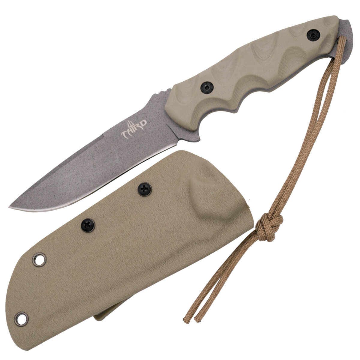 Cuchillo táctico con hoja titanio gris y mango de G10 color camel