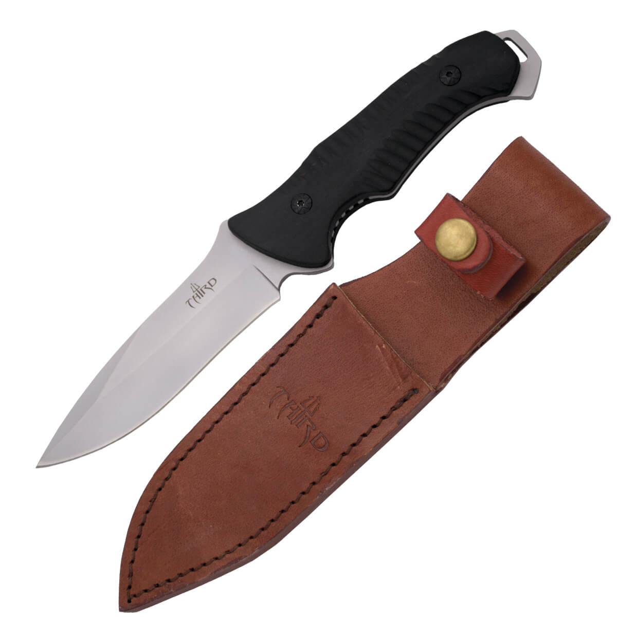 Cuchillo de caza con mango de madera pakka negra y hoja de 12.5 cm H0738BK