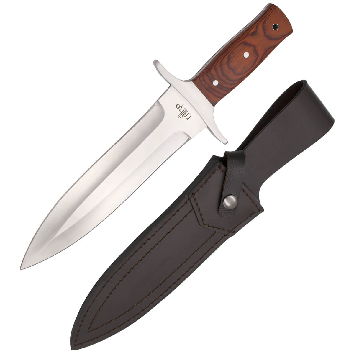 Cuchillo de remate enterizo con hoja de doble filo de 23 cm y mango de pakkawood