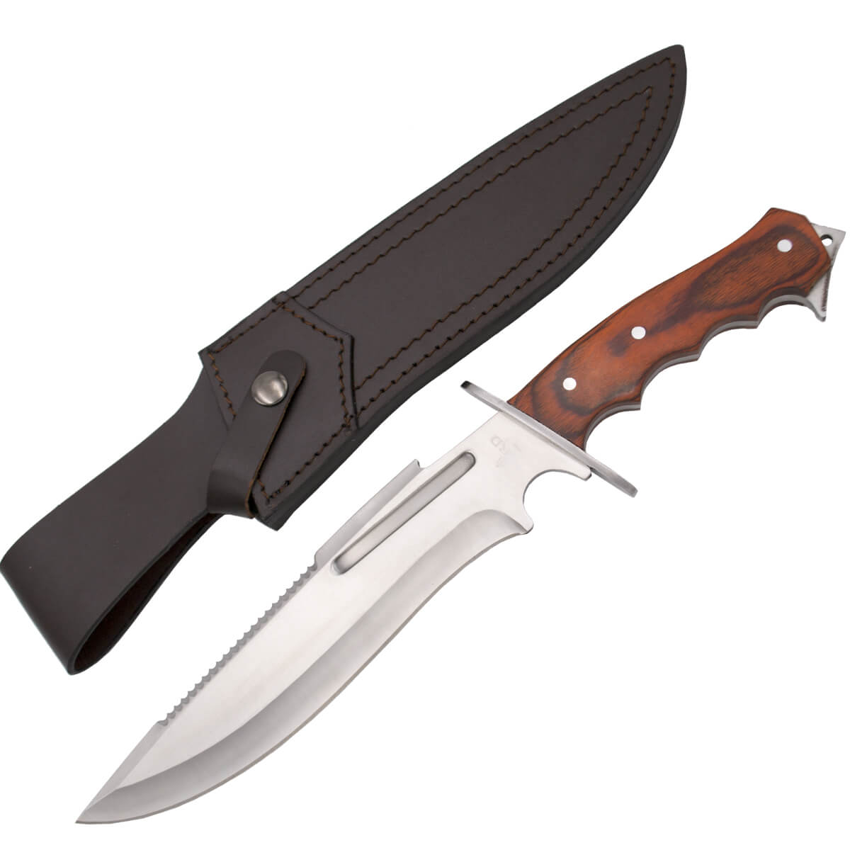 Cuchillo de caza con hoja de acero inox 23.4 cm y mango de madera de pakka